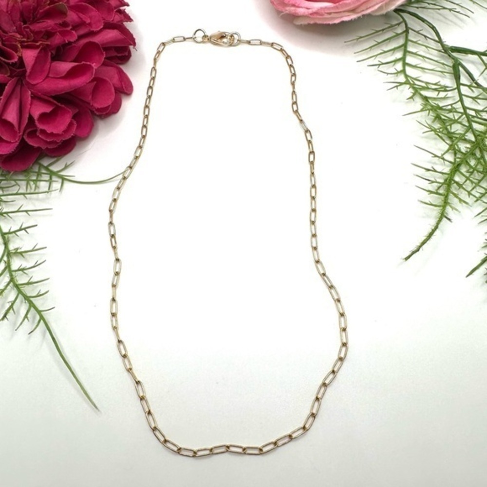 NEW⚜️”Tina” 18K Overlay Oblong Link Paperclip Chain Necklace